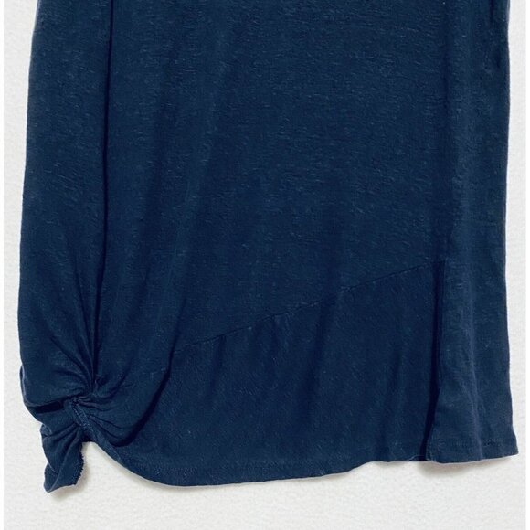 Athleta Zephyr Knot Tank Top Womens Blue Linen Scoop Neck Loungewear Small - Picture 3 of 9